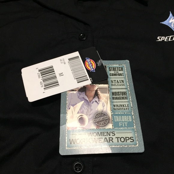 Dickies Specialized Cycling Work Shirt Women’s M Black Button Up Short Sleeve - Picture 10 of 11